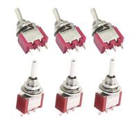 sourcing map 6pcs Conmutador interruptor momentáneo AC 120V 5A ON-OFF-ON 3 posiciones de 3 polos ROJO SPDT