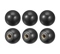 sourcing map 6uds Roscado Bola Perillas, M6 Hembra Rosca Termoestable Bola Perilla 0.98'' Diámetro Negro Redondo Operación Bola Mangos con Cobre para Máquina Mango Herramienta Reemplazo