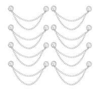 sourcing map 8 pines magnéticos para ropa, estilo perla, multifunción, clip magnético de metal con cadena para fijación de dobladillo, pantalones, camisas, acortamiento de camisetas, blanco/plateado