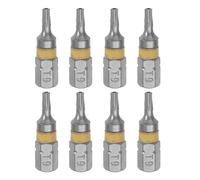 sourcing map 8 Uds T9 Torx Hexagonal Destornillador 1/4" Hexagonal Vástago 1" Longitud S2 Acero Magnético Potencia Perforadora Brocas