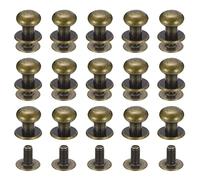 sourcing map 8mm Bola Cabeza Perno Remaches Tornillo Espalda, 15 Paquete Redondo Cabeza Botón Pezón Remache para Bricolaje Cuero Artesanía Bolso Cinturón, Bronce Tono