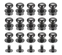 sourcing map 9mm Bola Cabeza Perno Remaches Tornillo Espalda, 15 Paquete Redondo Cabeza Botón Pezón Remache para Bricolaje Cuero Artesanía Bolso Cinturón, Metálico Negro
