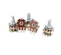 sourcing map - a14052200ux0321 5 x B100 K 100 K Ohm Metal Eje Dual Lineal Rotary Taper potenciómetro Giratorio, como se Muestra en la Imagen (-)