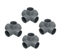 sourcing map Acoplador de conducto de PVC, 32 mm, codo de 5 vías, salida lateral para manguera, conducto eléctrico, gris, paquete de 4