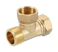 sourcing map Acoplador de tubo giratorio en T de latón, NPT de 3/4 pulgadas (hembra x hembra x macho), conector en T de 3 vías para fontanería de aire acondicionado, refrigeración, 1 unidad