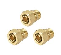 sourcing map Adaptador de Conector de Tubo de Compresión de Latón para Tubo OD Macho X Tono Oro Tubo de 18 mm OD x 1/2 G Macho-3 Piezas