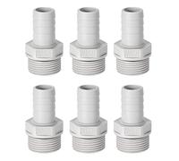 sourcing map Adaptador de montaje de manguera de lengüeta de PVC de 12 mm o de 15/32" de lengüeta x 3/4" con Tubo macho G 6uds