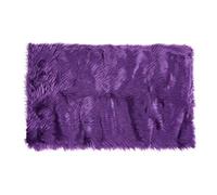 sourcing map - Alfombra de piel sintética suave para interiores y interiores, mullida de piel de oveja sintética, para dormitorio, sofá, sala de estar, rectangular, lavable, 2 x 3 pies, color morado