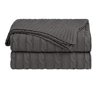 sourcing map Algodón Cable Punto Manta, Suave Súper Tiro Sofá Mantas, Decorativas Tejidas Mantas para Sofá Cama Gris Oscuro Tiro (47 "x 70")