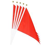 sourcing map Bandera Rojo con Palo, Banner Bandera DIY Mini Triángulo de Mano 21x14cm para Festival Eventos Fiesta Decoración, Paquete de 40