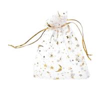sourcing map Bolsa de organza de 3.5 x 5 pulgadas, bolsas de malla transparente con diseño de luna y estrella, bolsas de regalo a granel, bolsas de joyería para bodas, caramelos, San Valentín
