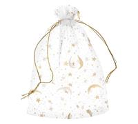 sourcing map Bolsa de organza de 5 x 7 pulgadas, bolsas de malla transparente con diseño de luna y estrella, bolsas de regalo a granel, bolsas de joyería para bodas, caramelos, San Valentín