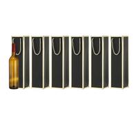 sourcing map Bolsa de regalo de vino de 13.7 x 3.7 x 3.5 pulgadas, 6 bolsas de vino con borde dorado, bolsa de regalo con asas a granel para suministros de fiesta de boda, vacaciones de cumpleaños