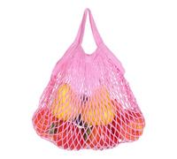 sourcing map Bolsas de malla reutilizables para almacenamiento de productos, red lavable, bolsa portátil para frutas y verduras, cuerda de algodón con mango corto, Pink, Portátil