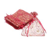 sourcing map Bolsas de organza, 100 bolsas de malla de caramelo de 3.9 x 4.7 pulgadas con cordón, regalo de joyería para fiesta, Navidad, boda, festival, pequeño regalo, color rojo rosa