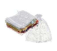 sourcing map Bolsas de organza, 100 bolsas de malla de caramelo de 3.9 x 4.7 pulgadas con cordón, regalo de joyería para fiesta, Navidad, boda, festival, regalo pequeño, colores
