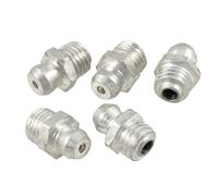 sourcing map Boquilla De Engrase Recta Plateado 5Pcs Metal M8X1 Rosca Macho
