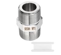 sourcing map Boquilla hexagonal de acero inoxidable 304 de 1 pulgada NPT macho x 1 pulgada NPT macho de rosca recta, adaptador de conector para bañera de agua, aceite y gas