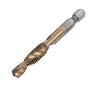 sourcing map Broca combinada y broca de grifo, vástago hexagonal de 1/4 pulgadas M8 x 1.25 métrico sin revestimiento M35 Cobalto de acero de alta velocidad herramienta de perforación de flauta en