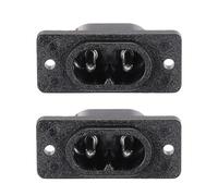 sourcing map C8 Panel Montaje Enchufe Adaptador 250V AC 2.5A 2 Pasadores IEC Entrada Módulo Enchufe Alimentación Zócalo Recto Paquete de 2