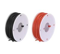 sourcing map Cable Silicona Calibre 22, 2 Cables Eléctrico Trenzado 22 AWG, Alambre de Cobre Estañado Flexible, Carrete de Alambre Conexión Alta Temperatura Negro y Rojo 15 m para Modelo Auto