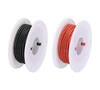 sourcing map Cable Silicona Calibre 22, 2 Cables Eléctrico Trenzado 22 AWG, Alambre de Cobre Estañado Flexible, Carrete de Alambre Conexión Alta Temperatura Negro y Rojo 7,5 m para Modelo Auto