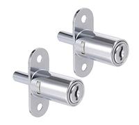 sourcing map Cajón Escritorio Armario Guardaropa Empuje Émbolo Bloqueo, 3/4" Cilindro Diámetro 1-1/4" Cilindro Longitud, Zinc Aleación Cromado Acabado, Llaves Iguales 2uds