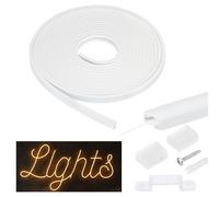 sourcing map Canal difusor LED de 5 m, sistema de canal LED de silicona de 13 x 5 mm, tira de luz de neón flexible con cubierta, tapas de extremo para tiras de luz de 10 mm, decoración ambiental