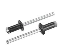 sourcing map Ciegos Remaches, 5mm x 10mm Aluminio Abierto Extremo Plano Redonda Cabeza Remache para Unión Metal Placa, Negro 25uds