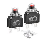 sourcing map Circuito Sobrecarga Protector Kit 3A AC125/250V DC32V Pulsador Botón Térmico Circuito Disyuntor con Impermeable Tapas 2 Juego