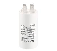 sourcing map Condensador de Funcionamiento CBB60 12uF 450V AC, Cilindro de Doble Inserción 50/60Hz 70x35mm Blanco para Compresor de Aire de Bomba de Agua Motor