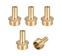 sourcing map Conector Manguera de Lengüeta, Racor Manguera de Latón, Púa de 10mm, Rosca Macho G1/2, Adaptador Manguera Tubo, 5 Piezas