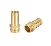 sourcing map Conector Manguera de Lengüeta, Racor Manguera de Latón, Púa de 14mm, Rosca Macho G3/8, Adaptador Manguera Tubo, 2 Piezas