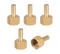 sourcing map Conector Manguera de Lengüeta, Racor Manguera de Latón, Púa de 6mm, Rosca Hembra G1/4, Adaptador Manguera Tubo, 5 Piezas