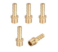 sourcing map Conector Manguera de Lengüeta, Racor Manguera de Latón, Púa de 6mm, Rosca Macho G1/8, Adaptador Manguera Tubo, 5 Piezas