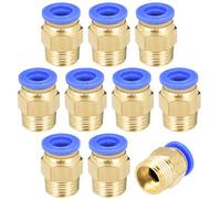 sourcing map Conector Manguera Empuje, Racor Neumatico Recto, Tubo de 10mm Diámetro Exterior x G3/8 Macho, Adaptador Manguera Tubo, Enchufe Rapido Neumatico, 10 Piezas