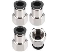 sourcing map Conector Manguera, Racor Neumatico Recto, Tubo de 8mm Diámetro Exterior x 1/4" PT Hembra, Adaptador Manguera Tubo, Enchufe Rapido Neumatico, Tono Plateado 4 Piezas