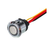 sourcing map DC 12V Interruptor de atenuación táctil con luz indicadora blanca de 16 mm de diámetro, montaje a presión, tono plateado para luces LED, tira de luces