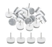 sourcing map Deslizadores de muebles con clavos, 24 almohadillas de fieltro redondas para sillas, protectores de suelo para patas de silla para suelos de madera dura (blanco, 20 mm)