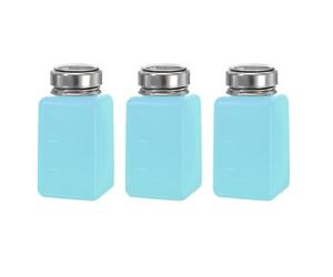 sourcing map Dispensador de Alcohol Solvente 180 ml/6 oz Azul, Bomba Dispensadora de Líquido a Presión para Limpiador de Acetona Polaco Desmaquillante, 3 Piezas