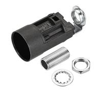 sourcing map E14 Bombilla Zócalo Plástico Lámpara Soporte Negro 23x55mm con M10 Roscado Lámpara Tubo Tuerca para Bombilla E14, Paquete de 3