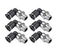 sourcing map Empuje Para Conectar Tubo Adaptador Macho Codo 4mm Tubo OD x 1/8 NPT Rosca Neumática Aire Empuje Ajuste Bloqueo Montaje 6 uds.