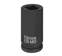 sourcing map Enchufe cuadrado de 4 puntos de 3/4 pulgadas de 19 mm métrico cuadrado de impacto CR-MO ennegrecimiento estándar de manga de rueda herramienta de manga neumática para reparación de