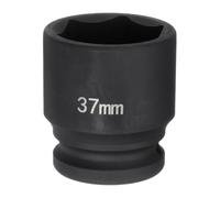 sourcing map Enchufe de impacto de 6 puntos de 3/4 pulgadas, 37 mm, métrico, 40 Cr de aleación de acero, tuerca de impacto