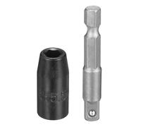 sourcing map Enchufe de impacto poco profundo de 6 puntos de 0.25 pulgadas, 5.5 mm, enchufe métrico de 25 mm de largo con adaptador de vástago hexagonal de 0.25 pulgadas, adaptador de enchufe de acero