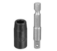 sourcing map Enchufe de impacto poco profundo de 6 puntos de 0.25 pulgadas, 6 mm, enchufe métrico de 25 mm de largo con adaptador de vástago hexagonal de 0.25 pulgadas de 50 mm, adaptador de enchufe
