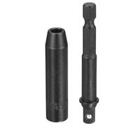 sourcing map Enchufe de impacto profundo de 6 puntos de 0.25 pulgadas, 5.5 mm, enchufe métrico de 50 mm de largo con adaptador de vástago hexagonal de 0.6 cm de 65 mm, adaptador de enchufe de acero