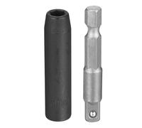 sourcing map Enchufe de impacto profundo de 6 puntos de 0.25 pulgadas, 6 mm, enchufe métrico de 50 mm de largo con adaptador de vástago hexagonal de 0.6 cm de 50 mm (2 pulgadas), kit de herramientas
