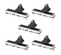 sourcing map Fader Variable Resistencias Mezclador 45mm Recto Deslizante Potenciómetro B10K Ohm con Negro Blanco Perillas 5uds