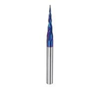 sourcing map Fresa de punta de bola cónica CNC, radio de 0,5 mm, vástago de 1/4 pulgadas, espiral de corte ascendente con revestimiento de carburo sólido, 2 flautas, herramienta de fresado de 1 mm de